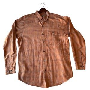 The Territory Ahead Men's L Orange Plaid Long Sleeve Button-Up Shirt Casual